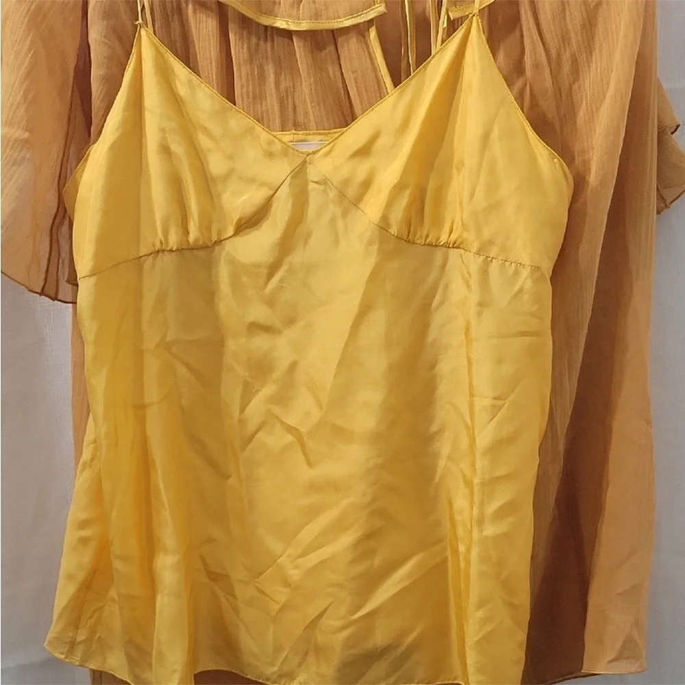 MARC JACOBS Women’s Yellow Ruffled Silk Blouse Size 4 - Picture 5 of 8